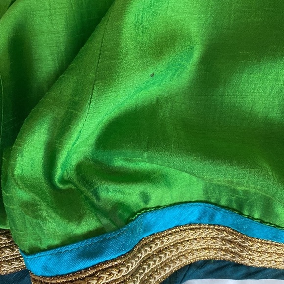 Indian Wedding Pakistani Party Formal Maxi Silk Traditional Green Ethnic Dress - Picture 9 of 9